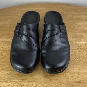 Clark's Women’s Black Leather Mule Clogs Size 8